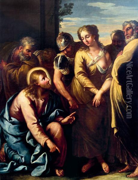 Christus Und Die Ehebrecherin / Cristo E L'adultera Oil Painting - Nicolo Bambini