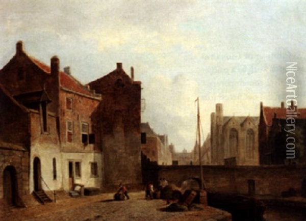 View Of Dutch Town Oil Painting - Kasparus Karsen