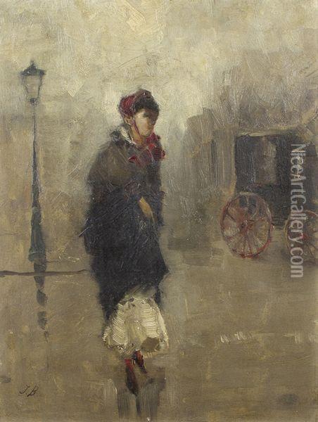 Jeune Elegante A Paris Oil Painting - Jean-Georges Beraud