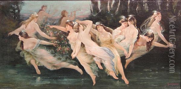 Dancing Nymphs Oil Painting - Louis Frederick Berneker