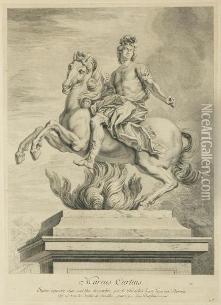 Marcus Curtius, Par Louis Deplaces Oil Painting - Gian Lorenzo Bernini