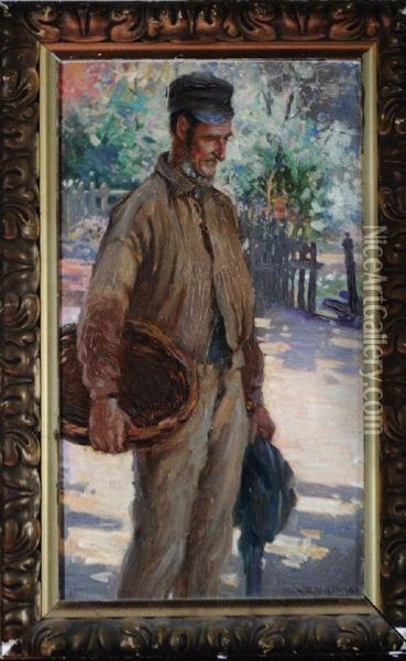 A Dutch Farmer Holding A Basket Oil Painting - William Kay Blacklock