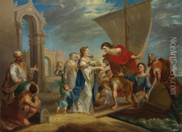 Dido And Aeneas On The Quay At Carthage Oil Painting - Bass Otis