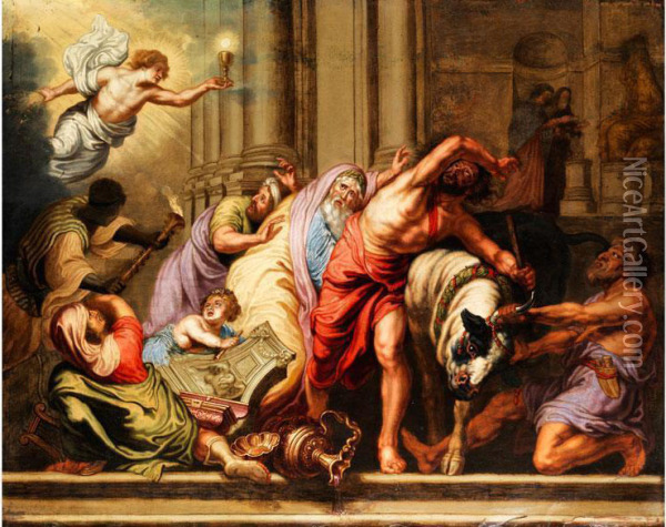 Das Christentum Uberwindet Das Antike Opferwesen Oil Painting - Theodor Boeyermans