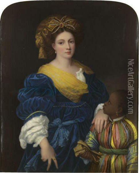 Portrait Of Laura Dei Dianti (d. 1573), After Titian Oil Painting - Henry Bone