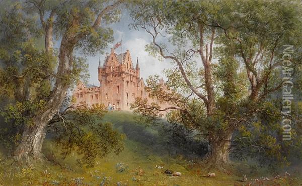 A View Of Brodick Castle, Isle Of Arran, Scotland Oil Painting - Carlo Bossoli