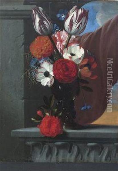 Still Life With Flowers Oil Painting - Michel Bouillon