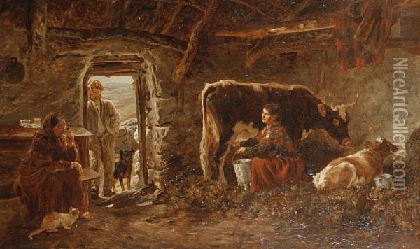 'interior Of A Cabin' And 'soogaun Oil Painting - Basil Bradley
