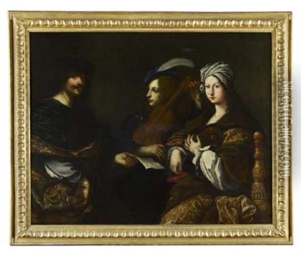 Portrait Of The Artist With A Lady Oil Painting - Giovanni Battista Vanni