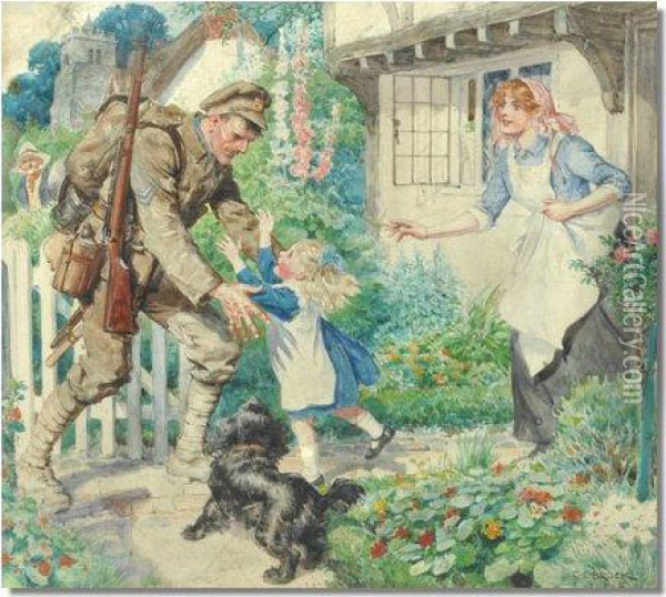 The Soldier's Return Oil Painting - Charles Edmund Brock