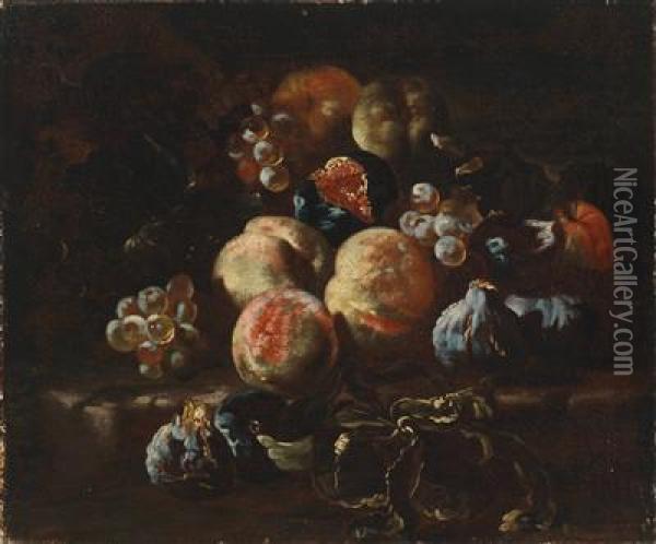 A Still Life Of Fruit Oil Painting - Abraham Brueghel