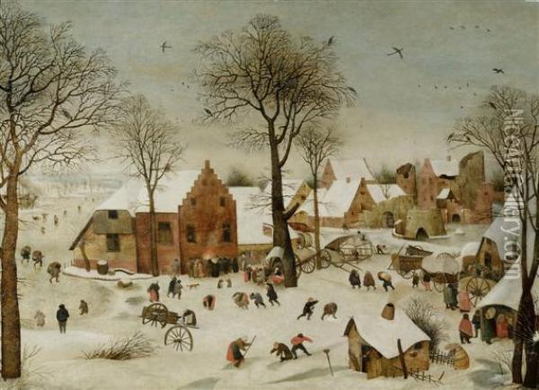 Dutch Winter Landscape Oil Painting - Pieter The Younger Brueghel