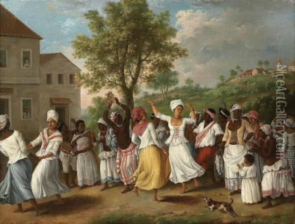 A Negroes Dance In The Island Of Dominica Oil Painting - Agostino Brunias