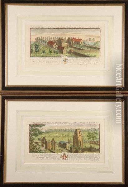 South-west View Of Cold-norton Priory, North-west View Of Maxtoke-priory, East View Of Nun-eaton-nunnery, East View Of Kenilworth-priory, West View Of Godstow Nunnery, North View Of Little Billing Priory. Hand-colored Copper Plate Engravings Oil Painting - Nathaniel Buck