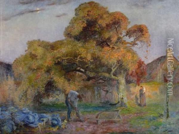 Paysans Aux Environs De Pont-aven Oil Painting - Eugene Cadel