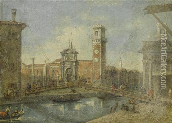 Venetian View Oil Painting - (Giovanni Antonio Canal) Canaletto
