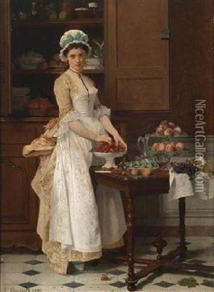 The Cherry Girl Oil Painting - Joseph Caraud