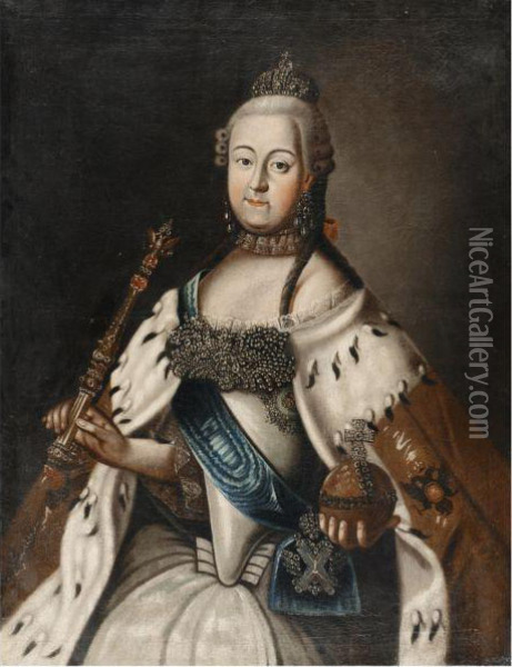Portrait Of Elizaveta Petrovna Oil Painting - Louis Caravaque