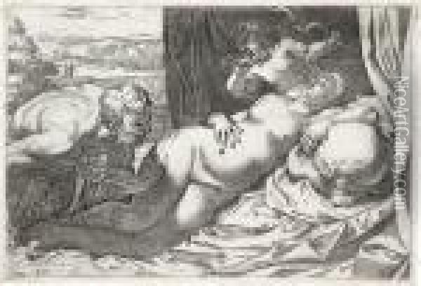 Jupiter And Antiope Oil Painting - Annibale Carracci
