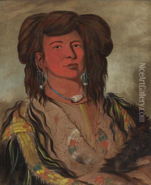 One Horn, Head Chief Of The Miniconjou Tribe, Teton Dakota (western Sioux) Oil Painting - George Catlin