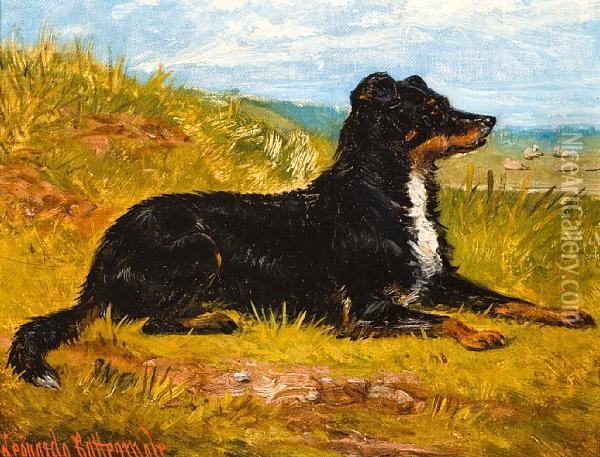 Collie In A Landscape Oil Painting - George Cattermole