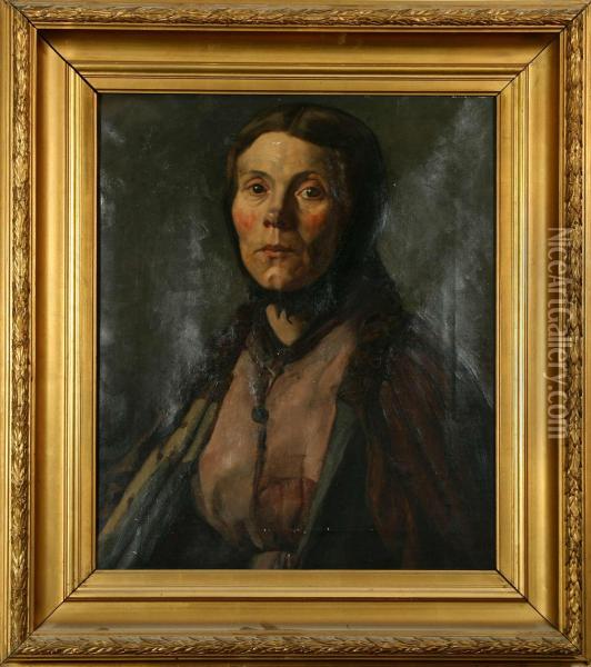 Kvinnoportratt Oil Painting - Ture Nikolaus Cederstrom
