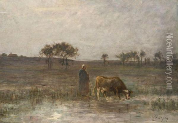 Berger Et Son Troupeau Oil Painting - Albert Charpin