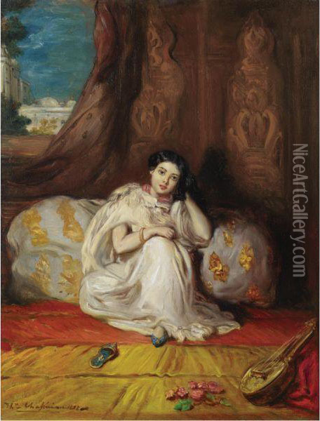 Jeune Fille Mauresque, Assise Dans Un Riche Interieur (almee) Oil Painting - Theodore Chasseriau