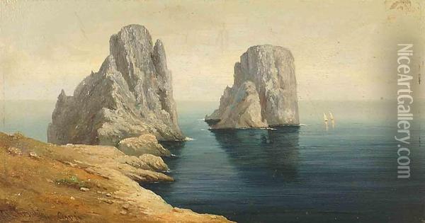 Veduta Dei Faraglioni - Capri Oil Painting - Andrea Cherubini