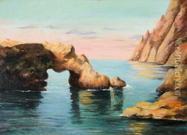 Lo Scoglio Delle Sirene A Capri Oil Painting - Andrea Cherubini