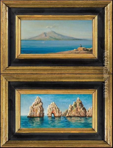 Faraglioni Rocks At Capri Oil Painting - Andrea Cherubini