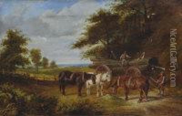 The Timber Wagon Oil Painting - Joseph Clark