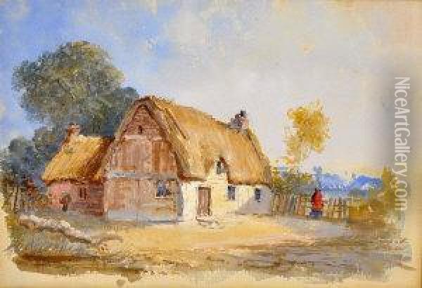 A Cottage Oil Painting - Samuel David Colkett
