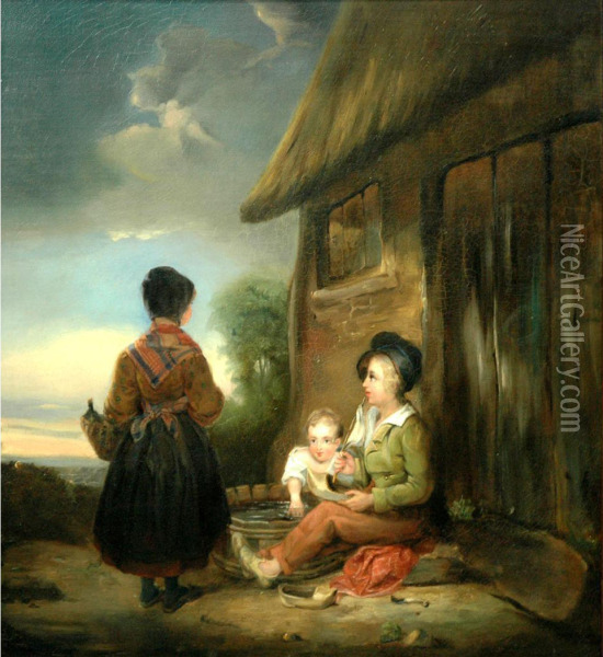 Three Children Oil Painting - William Collins