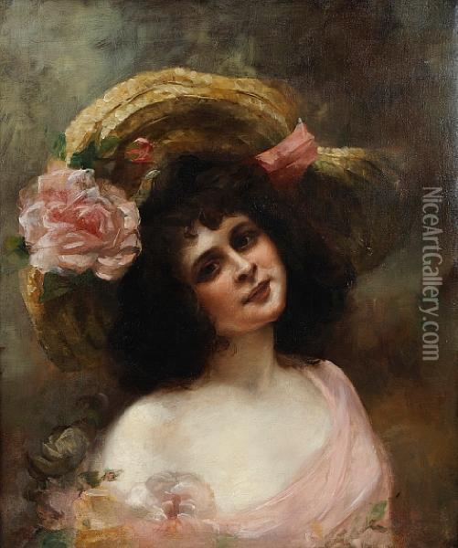 A Young Beauty Oil Painting - Madame Consuelo-Fould
