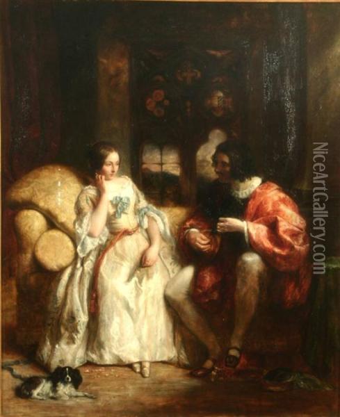 Interior Scene With A Lady And A Gentleman Oil Painting - Charles West Cope