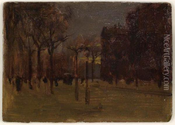 Winter Twilight, Central Park South Oil Painting - Paul Cornoyer