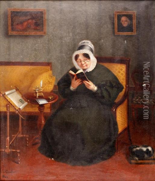 La Vieille Dame A La Lecture Oil Painting - H. Cornulier