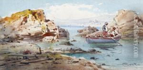 Barque De Pecheurs Dans La Baie De Nice Oil Painting - Emmanuel Costa