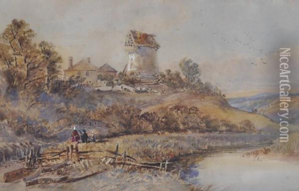 River Landscape Oil Painting - David Cox