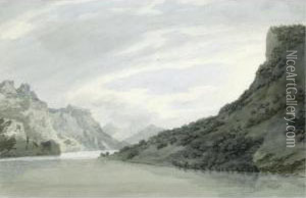On The Arve, Near Sallanches In Savoy Oil Painting - John Robert Cozens