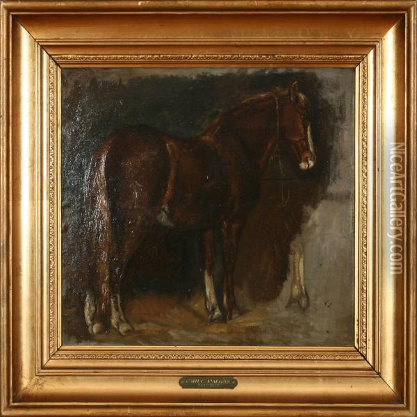 Hest I En Stald Oil Painting - Carlos Dalgas