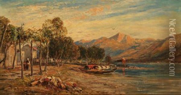 View Of Locarno, Lake Maggiore, Italy Oil Painting - Thomas Danby