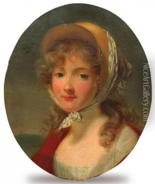 Portrait De Jeune Fille Au Fichu Oil Painting - Henri Pierre Danloux