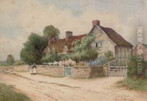 Mary Arden's Cottage Oil Painting - Arthur Hughes