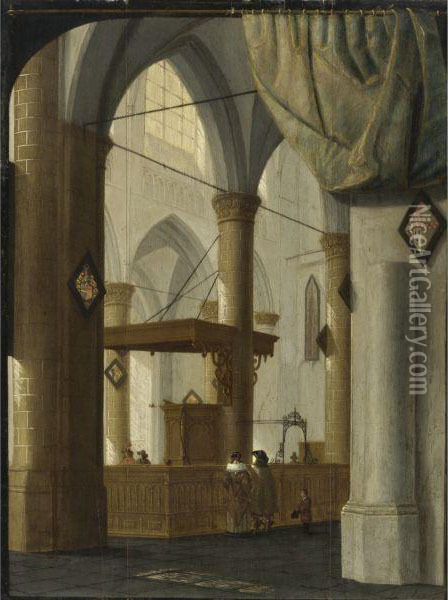 Interior Of The Grote Kerk Oil Painting - Daniel de Blieck