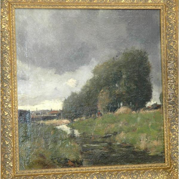 River Inlet-trees Oil Painting - Theophile Emile Achille De Bock