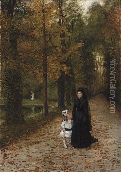 La Promenade Dans Le Parc Oil Painting - Horace de Callais