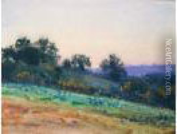 Paysage Au Soleil Couchant Oil Painting - Gustave De Launay