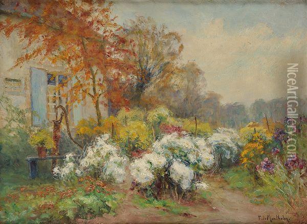 Le Jardin Fleuri Devant La Maison Oil Painting - Francois Richard De Montholon